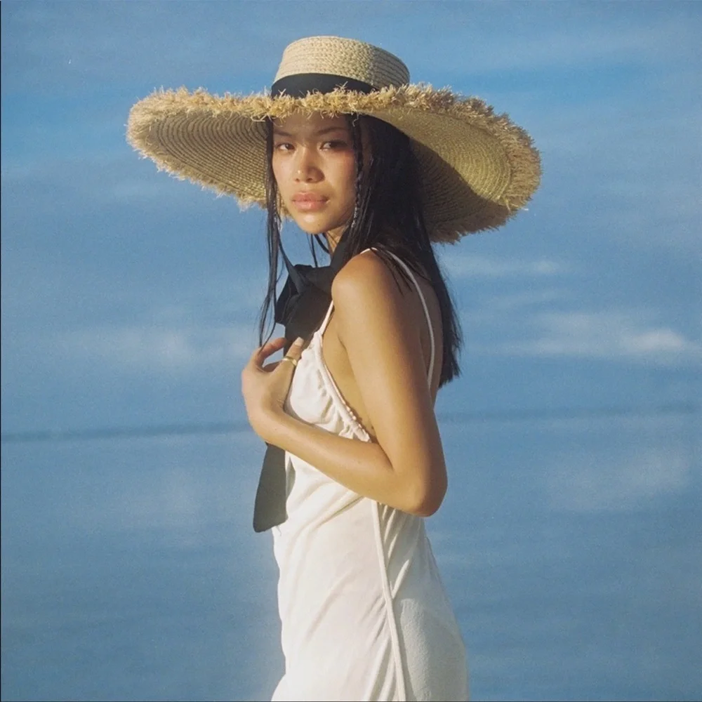 Ultra Wide Ventura Beige Straw Sun Hat - Picture 6 of 8